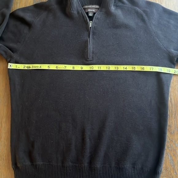 MERONA Cashmere Blend Quarter Zip Sweater Dark Brown Long Sleeves Size Small - Picture 6 of 12